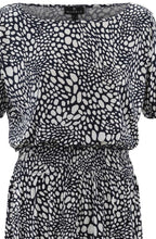 Navy Abstract Print On Or Off The Shoulder Dress