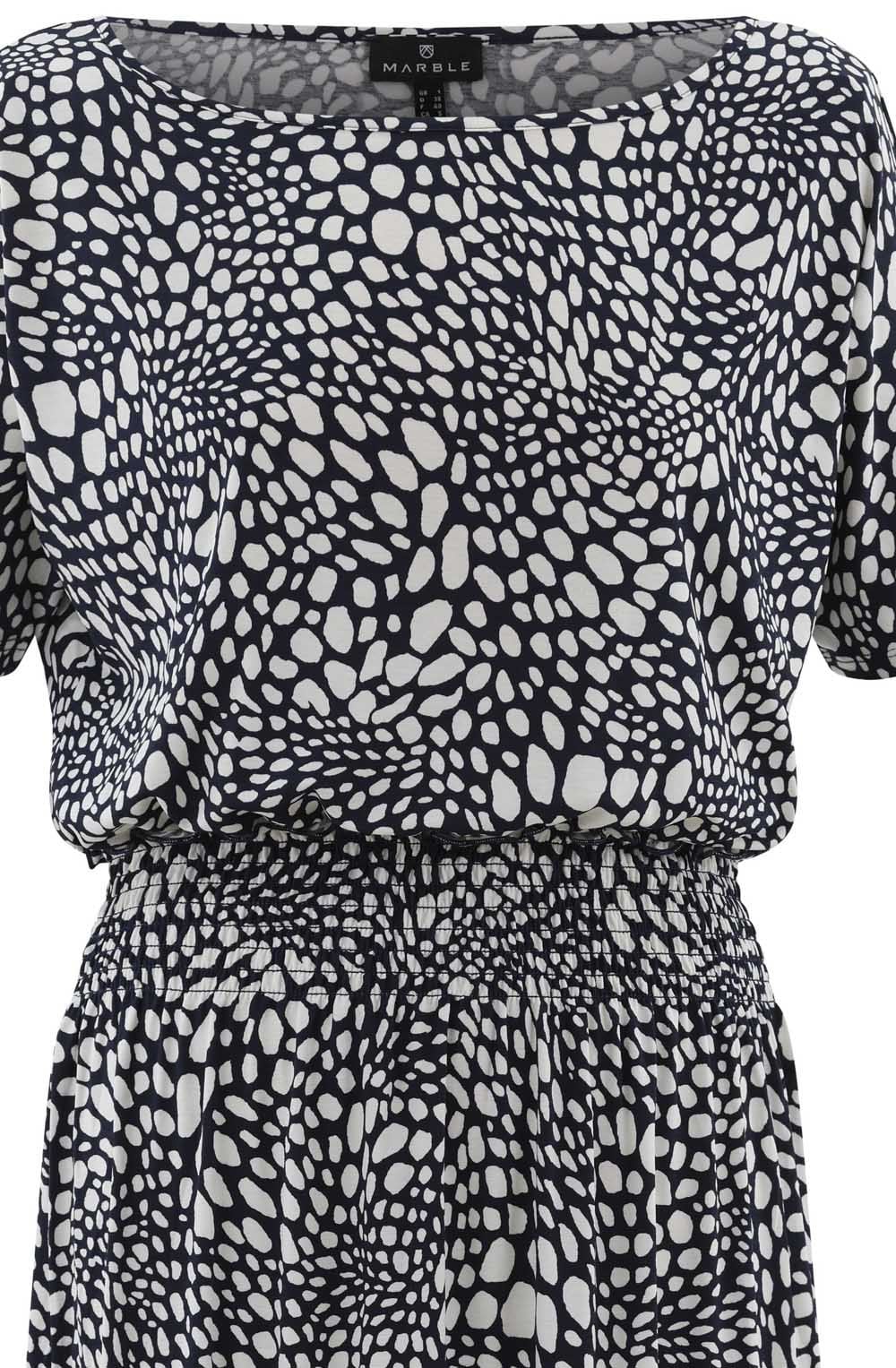 Navy Abstract Print On Or Off The Shoulder Dress