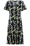 Navy And Green Abstract Dress
