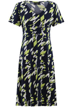 Navy And Green Abstract Dress