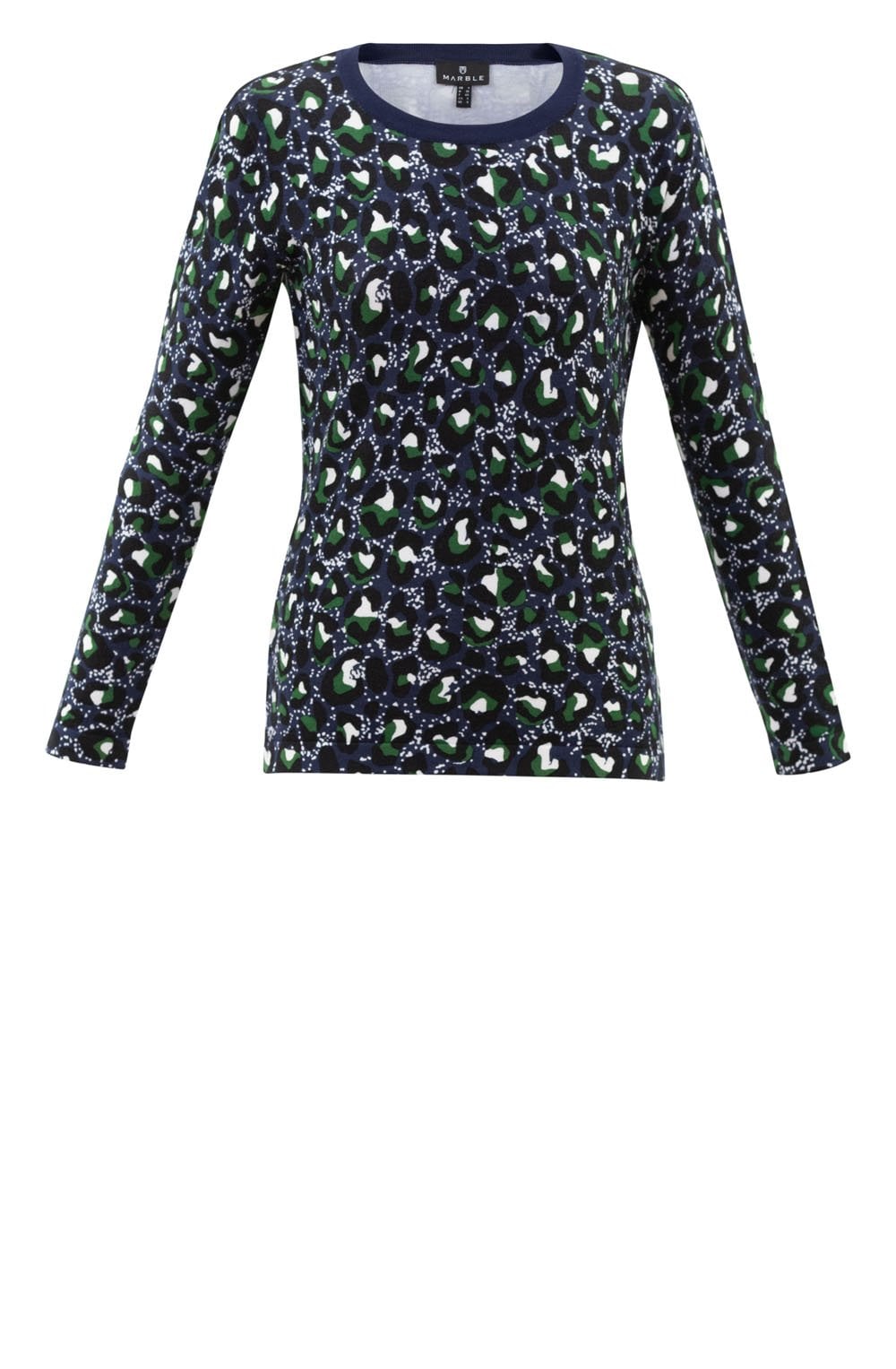 Navy and Green Leopard Print Jumper
