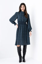 Navy and Green Patterned Dress
