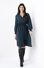 Navy and Green Patterned Dress