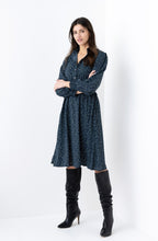 Navy and Green Patterned Dress