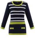 Navy and Lime Faux Pocket Sweater