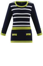 Navy and Lime Faux Pocket Sweater