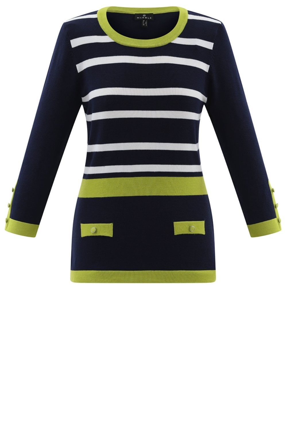 Navy and Lime Faux Pocket Sweater