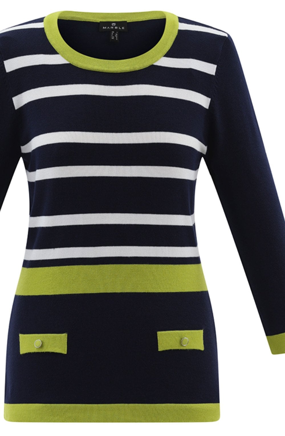 Navy and Lime Faux Pocket Sweater
