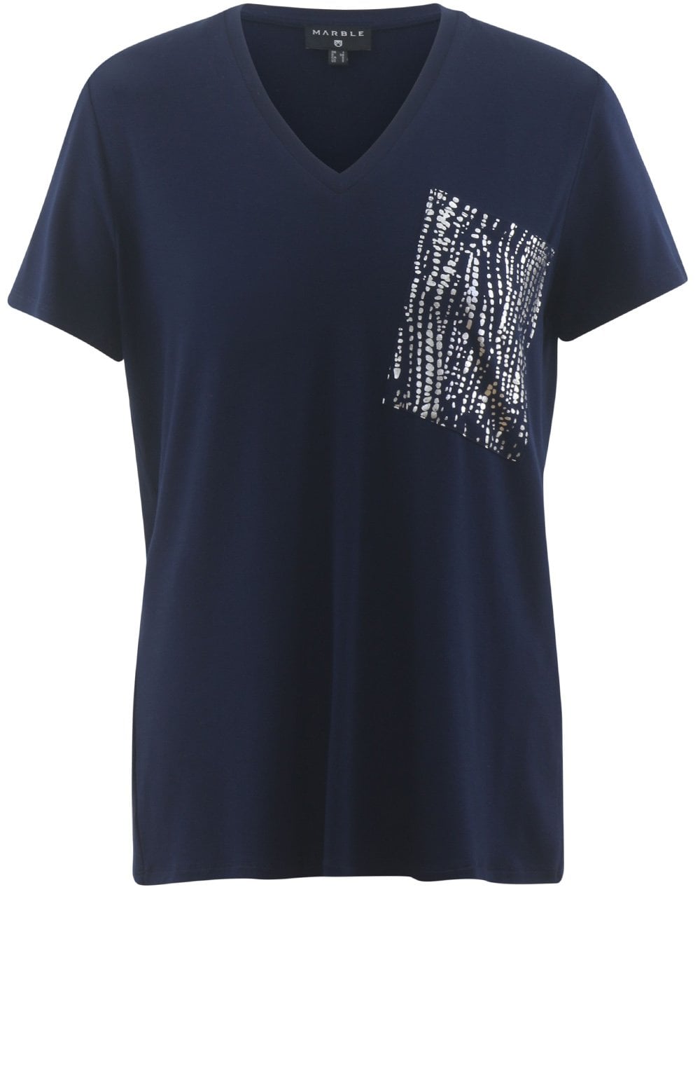 Marble Navy and Metallic Tee