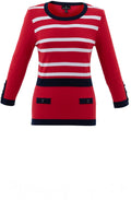 Navy and Red Button Detail Sweater
