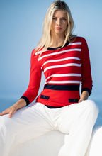 Navy and Red Button Detail Sweater