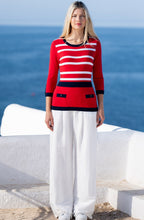 Navy and Red Button Detail Sweater