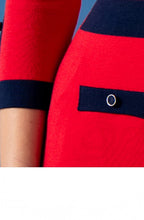 Navy and Red Button Detail Sweater