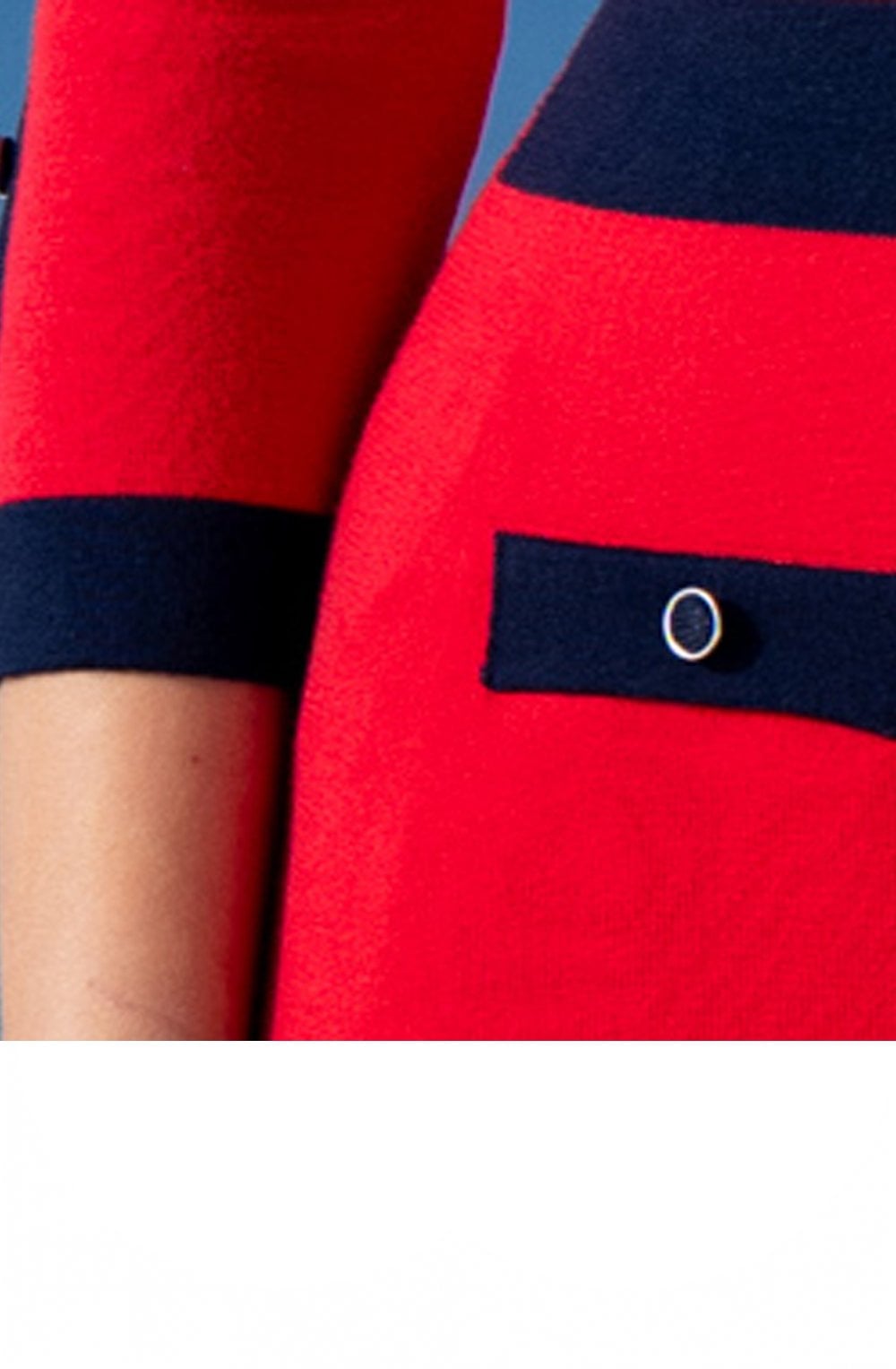 Navy and Red Button Detail Sweater