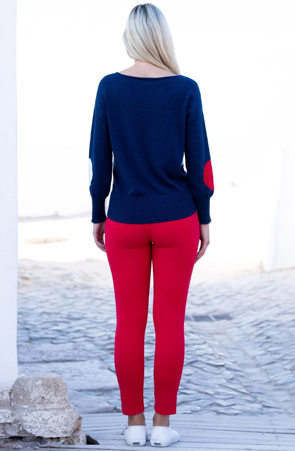 Navy and Red Drop Shoulder Jumper