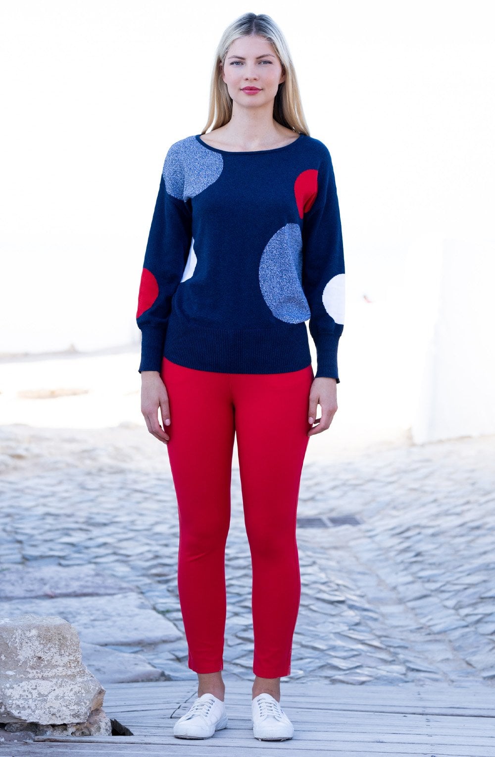 Navy and Red Drop Shoulder Jumper