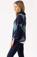 Navy and Sea Foam Polka Dot Cowl Neck Jumper
