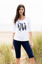 Navy and Silver Paint Strokes Top