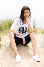 Navy and Silver Paint Strokes Top