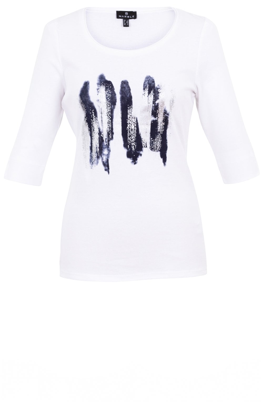 Navy and Silver Paint Strokes Top