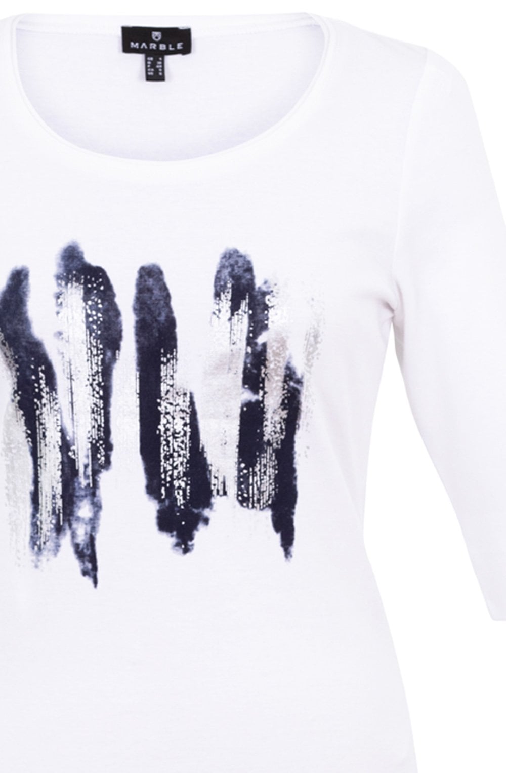 Navy and Silver Paint Strokes Top