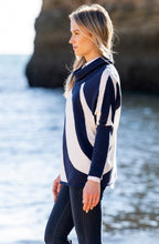 Navy and White Batwing and Cowl Neck Jumper