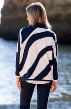 Navy and White Batwing and Cowl Neck Jumper
