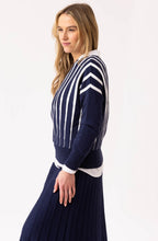 Navy and White Batwing Tapered Jumper