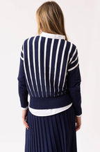 Navy and White Batwing Tapered Jumper