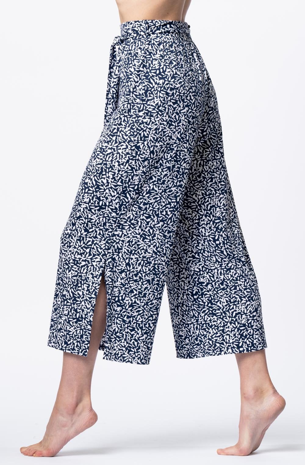 Navy And White Bold Patterned Culottes