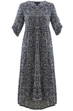 Navy And White Bold Print Tiered Dress