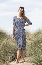 Navy And White Bold Print Tiered Dress