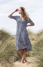 Navy And White Bold Print Tiered Dress