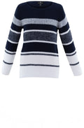Navy and White Distorted Stripe Jumper