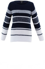 Navy and White Distorted Stripe Jumper