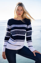 Navy and White Distorted Stripe Jumper