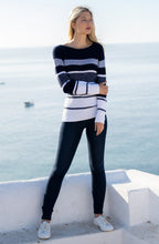 Navy and White Distorted Stripe Jumper
