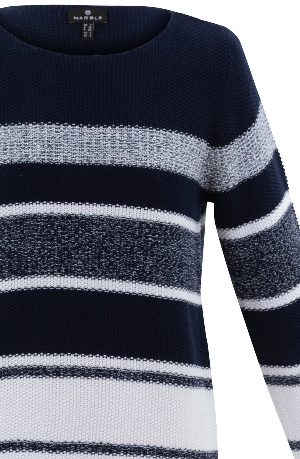 Navy and White Distorted Stripe Jumper