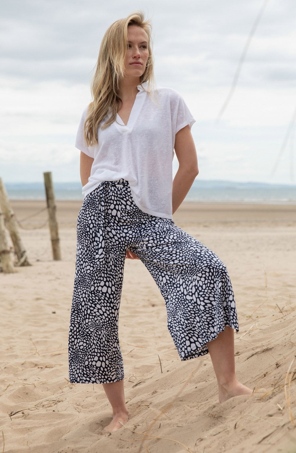 Navy and White Jersey Culottes