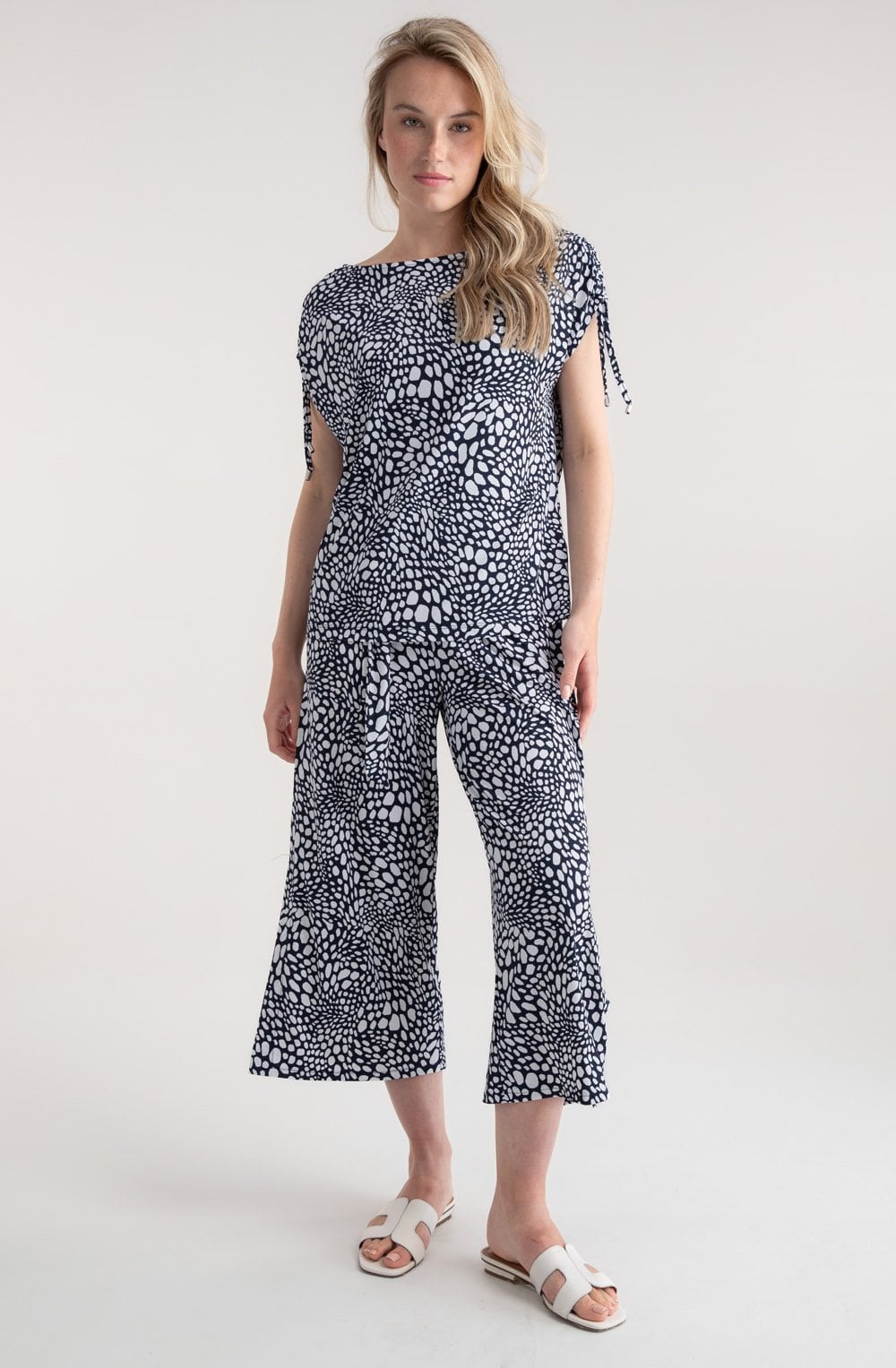 Navy and White Jersey Culottes