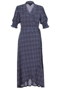Navy and White Jersey Wrap Dress