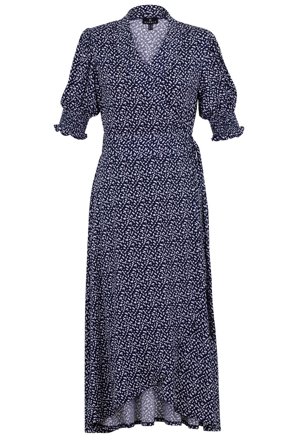 Navy and White Jersey Wrap Dress