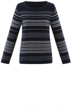 Navy and White Patterned Stitch Jumper