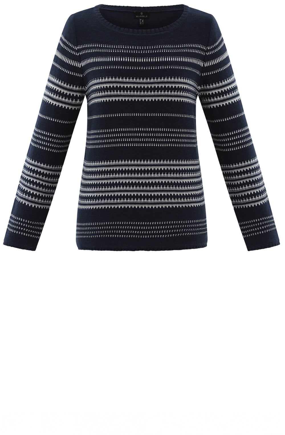 Navy and White Patterned Stitch Jumper