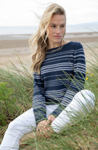 Navy and White Patterned Stitch Jumper