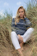 Navy and White Patterned Stitch Jumper