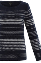 Navy and White Patterned Stitch Jumper