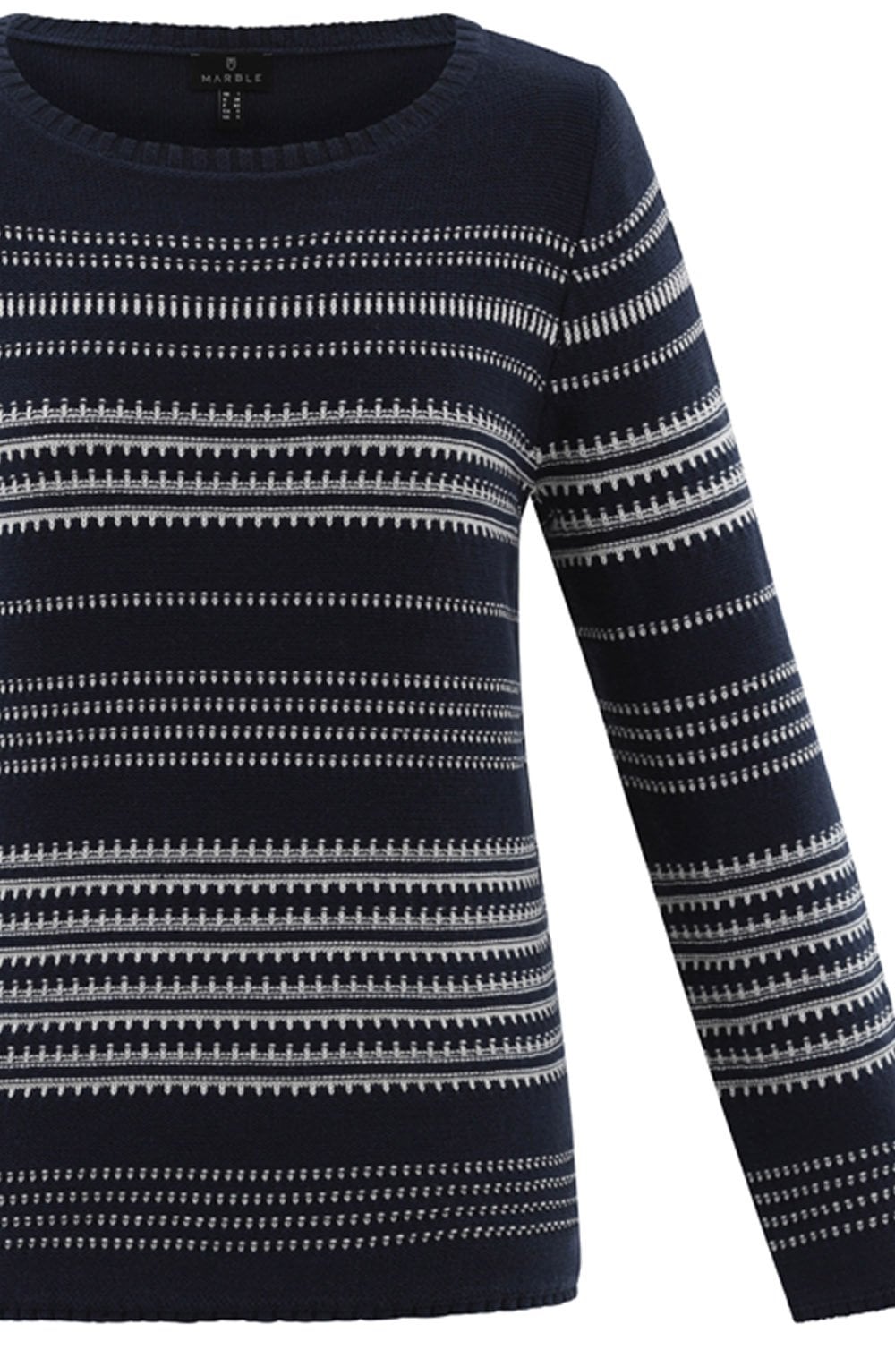 Navy and White Patterned Stitch Jumper