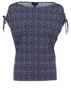 Navy and White Spotted Drawstring Shouldered Top
