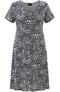 Navy and White Spotted Jersey Shift Dress